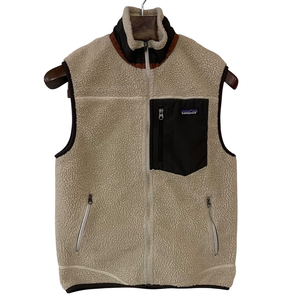 Patagonia Mens Classic Retro X Fleece Zip Vest Teddy Beige Gorpcore Hiking M